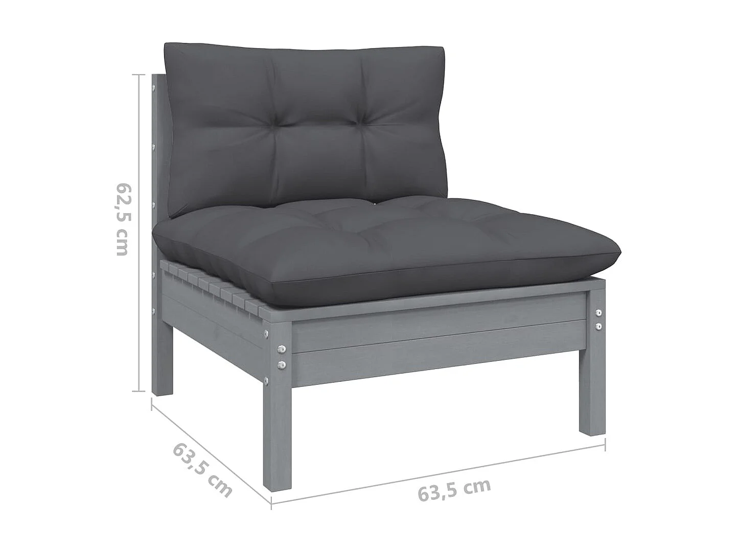 Muebles de jardín 13 piezas y cojines gris madera maciza de pino