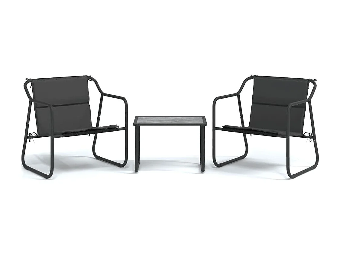 Salon de jardin avec coussins 3 pièces anthracite acier