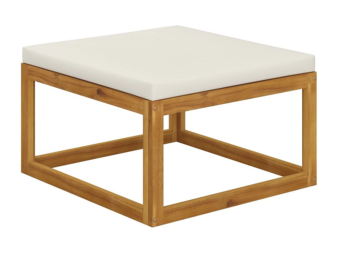 Salon de jardin 4 pièces avec coussin Crème Bois d'acacia solide