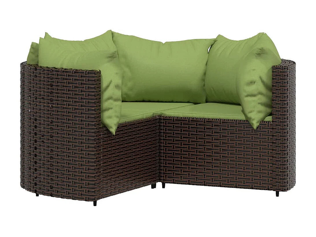 4-delige Loungeset met kussens poly rattan bruin