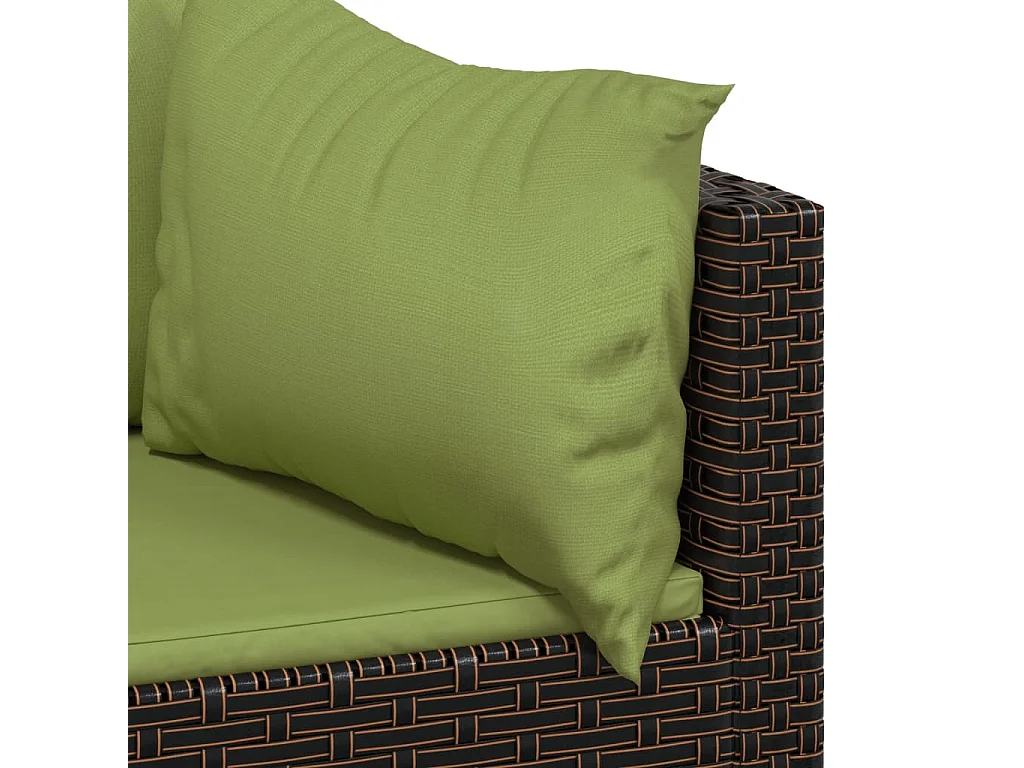 4 peças conjunto lounge jardim c/ almofadões vime PE castanho