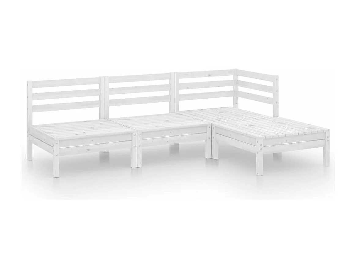 Salon de jardin 4 pièces Bois de pin massif Blanc