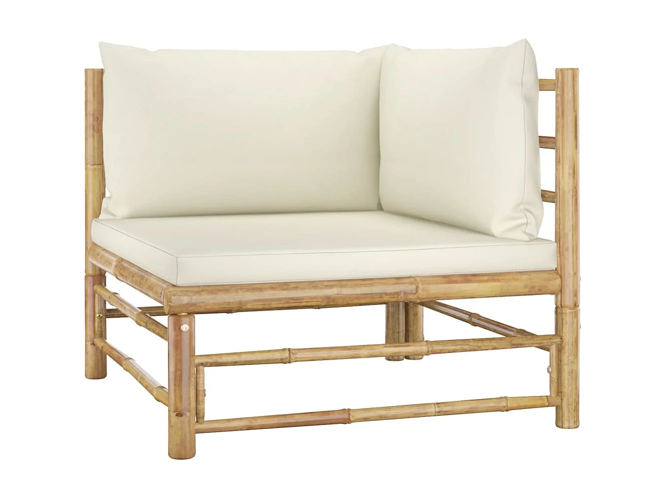 Salon de jardin 8 pièces avec coussins blanc crème Bambou