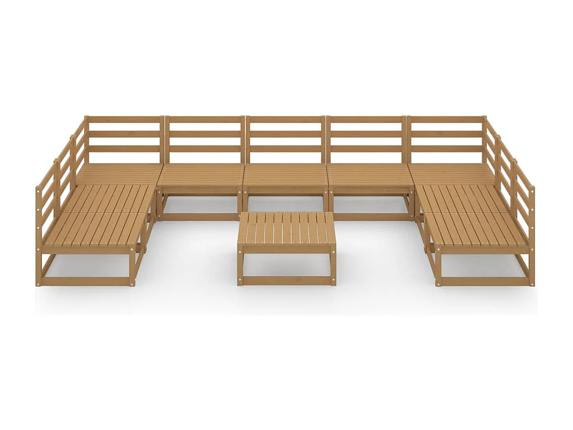 10 peças conjunto lounge de jardim pinho maciço