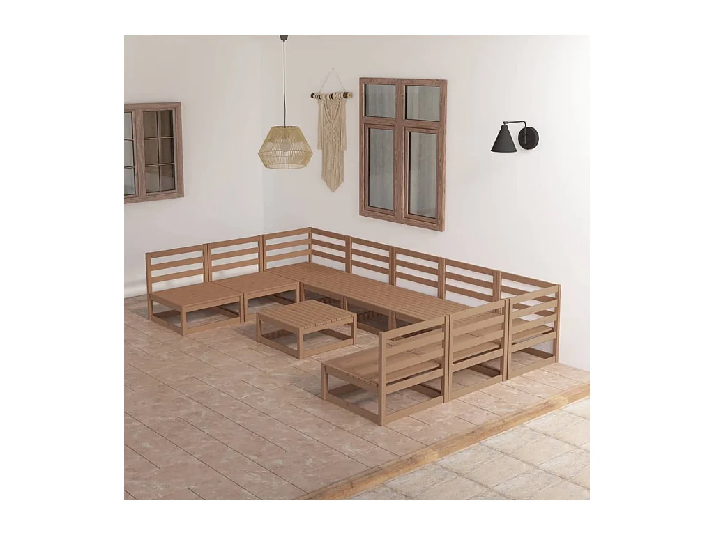 10-delige Loungeset massief grenenhout