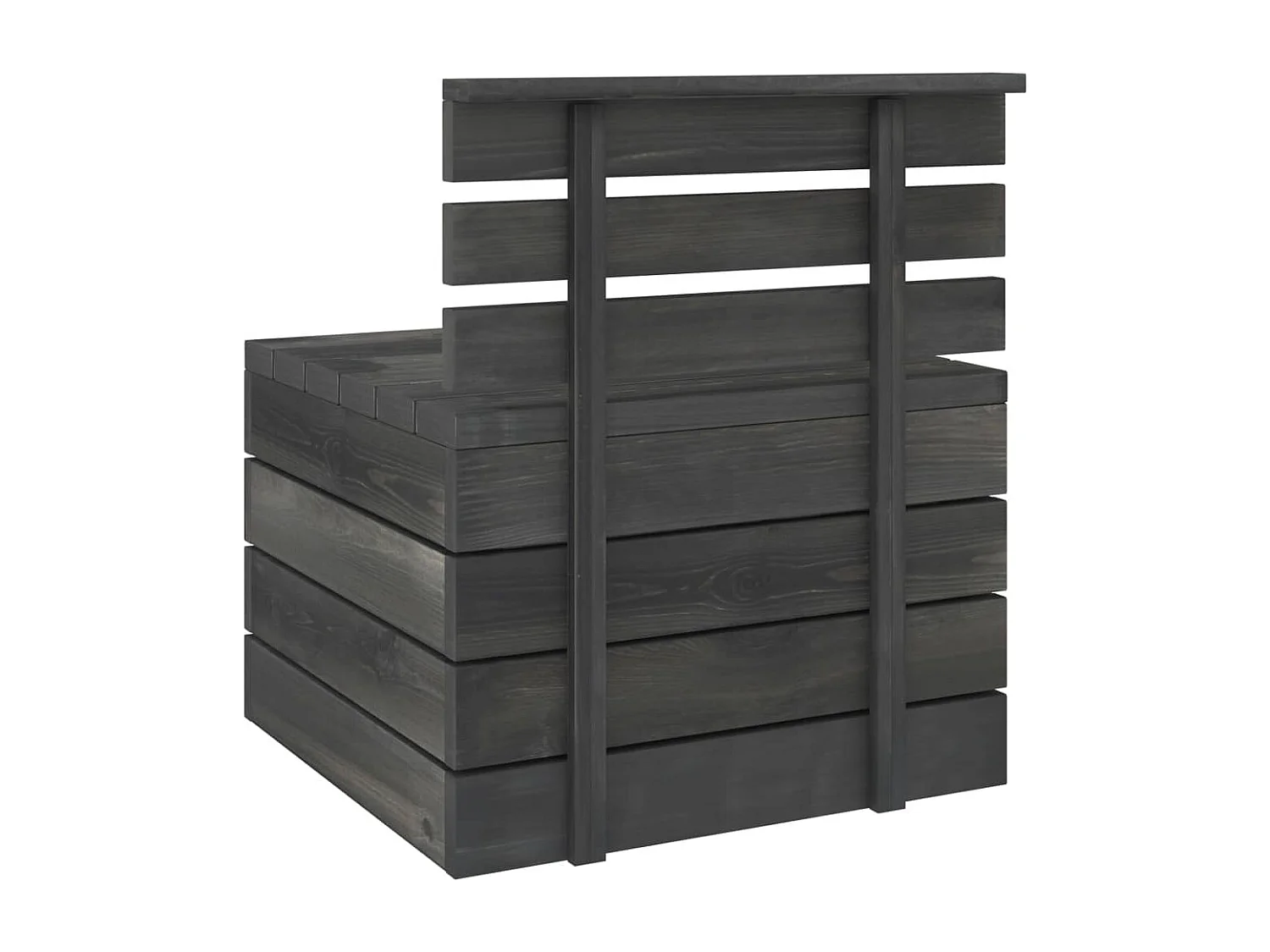 Salon de jardin palette 2 pièces Bois de pin massif Gris foncé