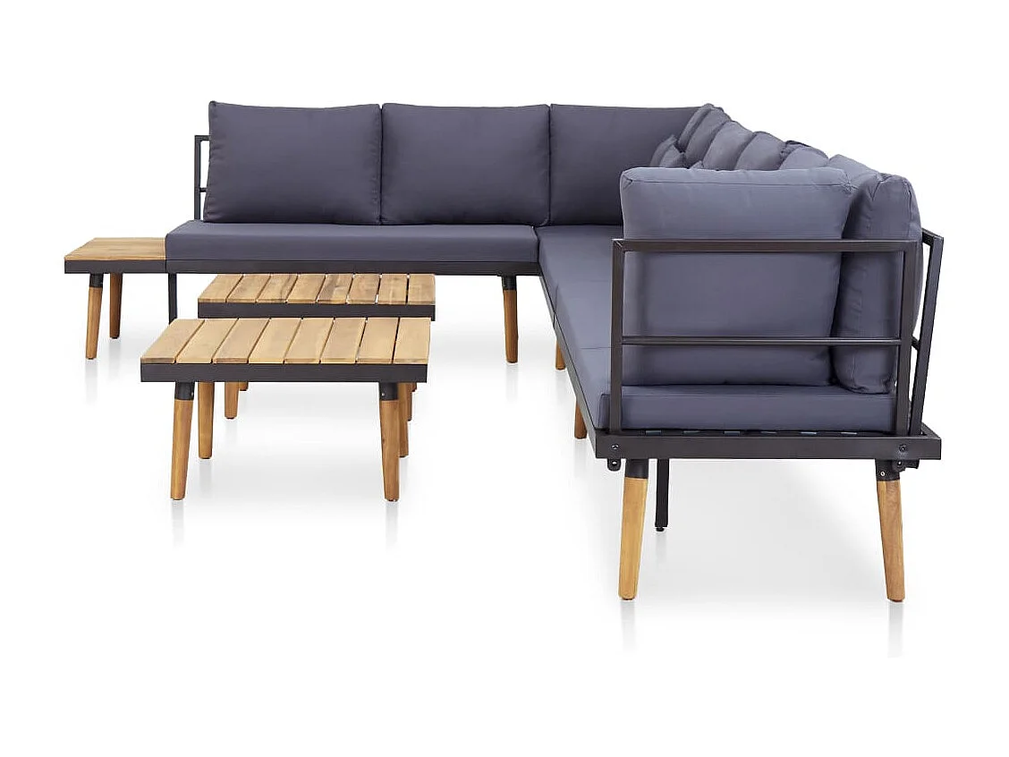 Loungeset 8-zits met kussens massief acaciahout