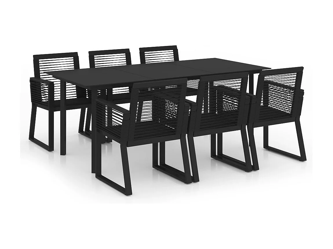 Juego de comedor de jardín 7 piezas ratán PVC negro