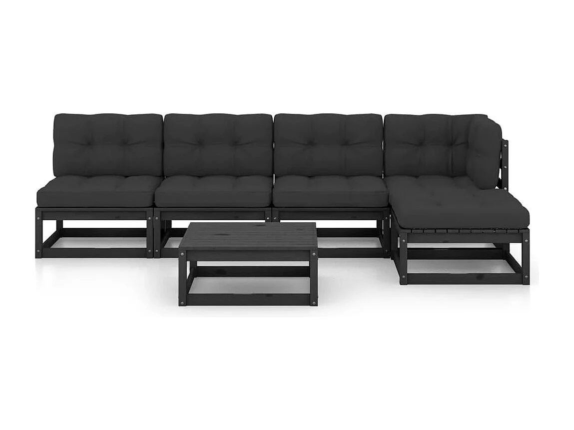 6 peças conjunto lounge de jardim com almofadões pinho maciço