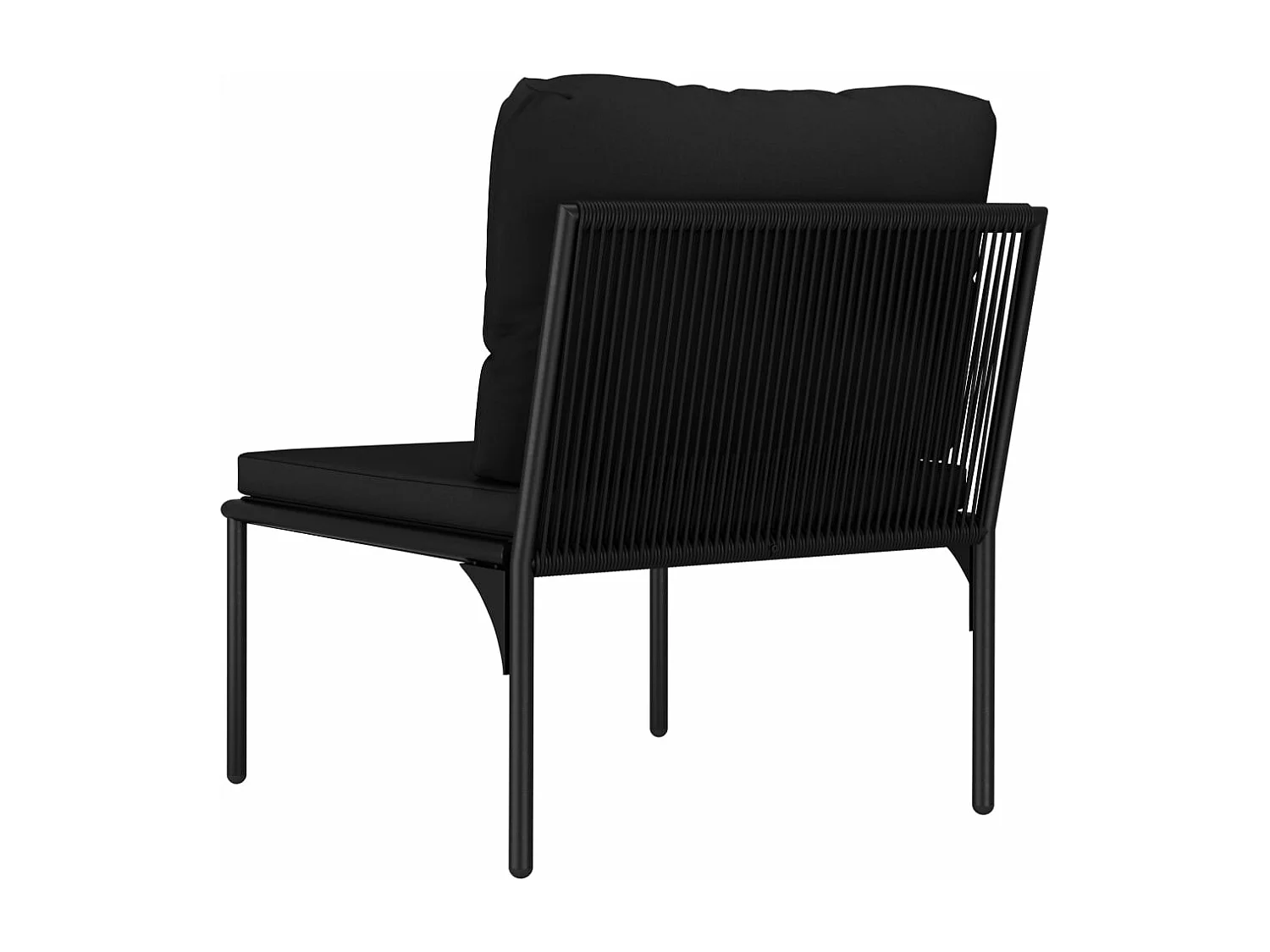 Juego de muebles de jardín 3 piezas con cojines PVC negro