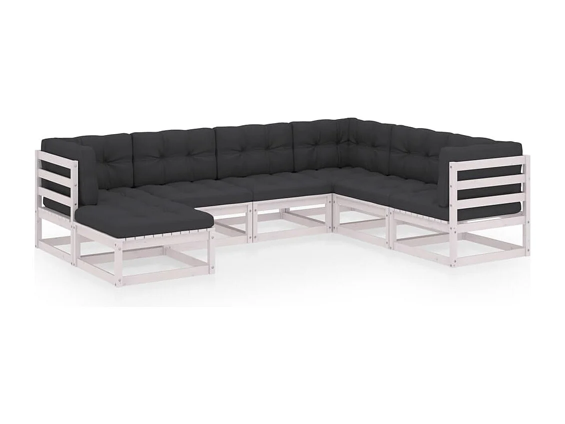 7 peças conjunto lounge de jardim com almofadões pinho maciço