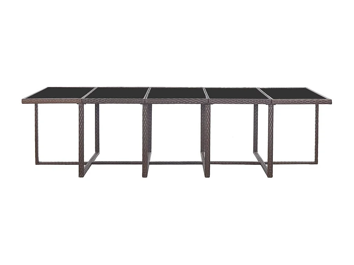 Set comedor de jardín 15 piezas y cojines ratán sintético marrón