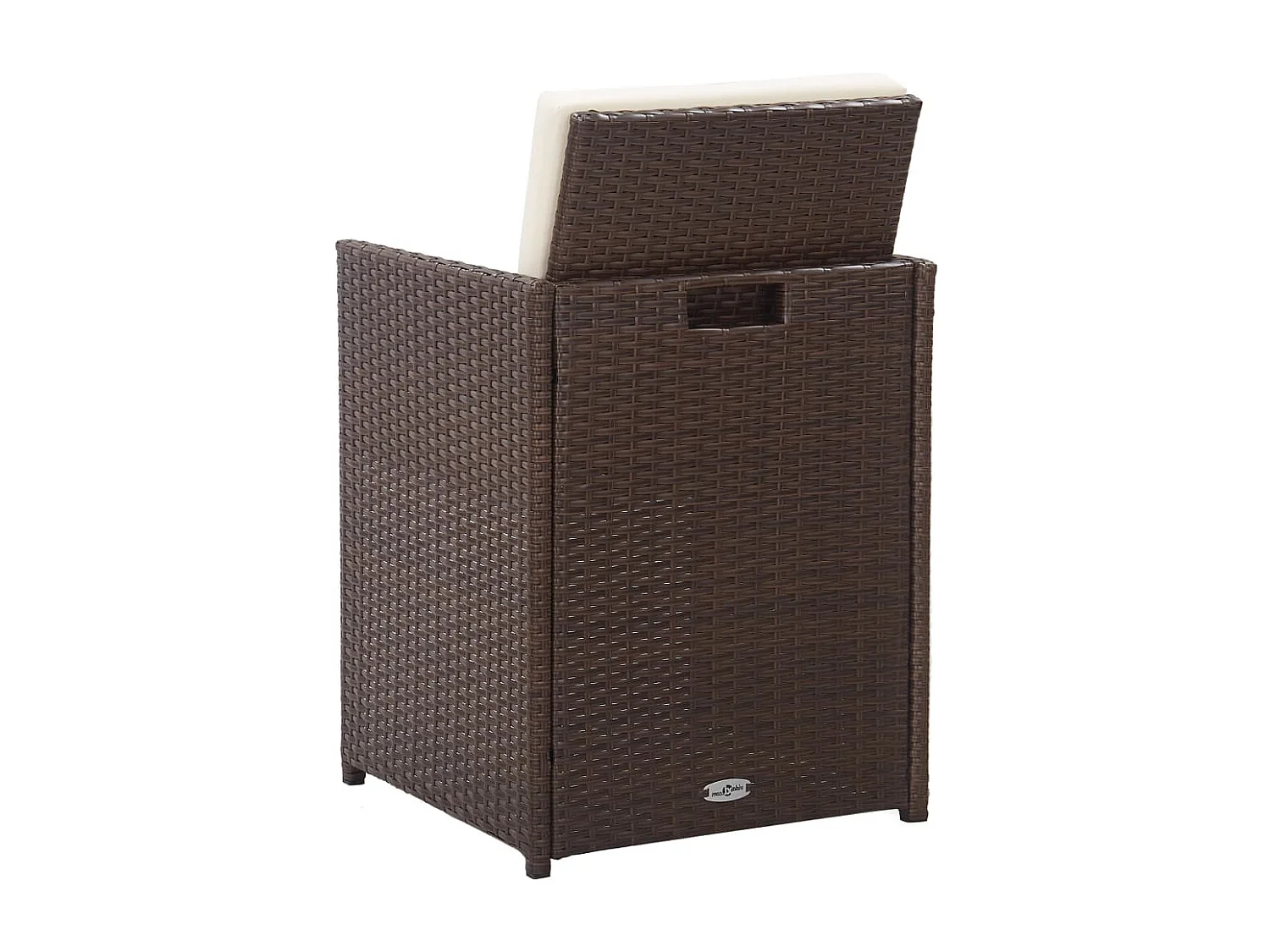 Set comedor de jardín 15 piezas y cojines ratán sintético marrón