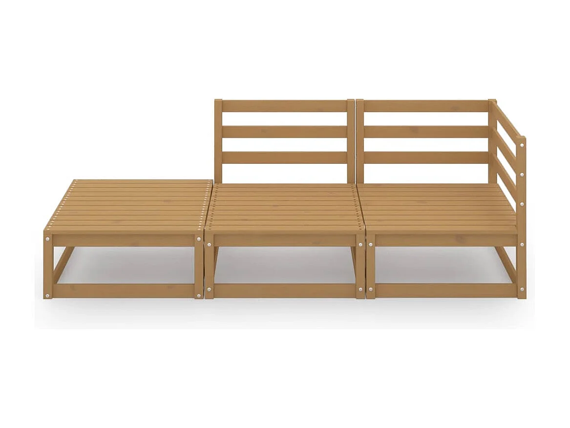 3-delige Loungeset massief grenenhout honingbruin