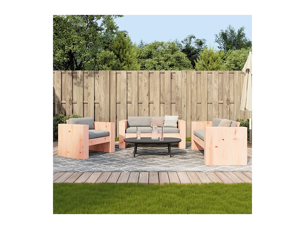 Juego de muebles de jardín 2 piezas madera maciza abeto Douglas
