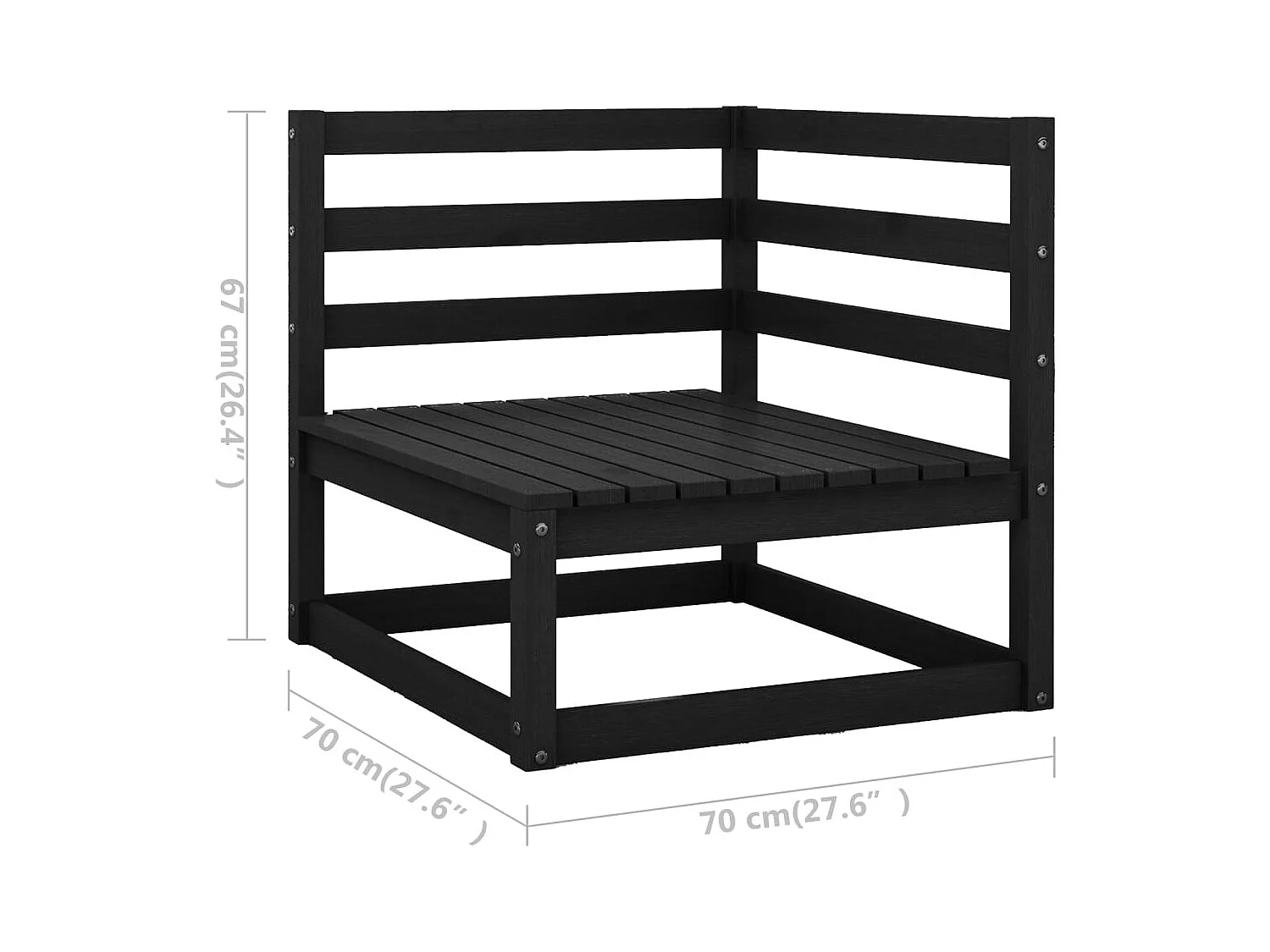 12 peças conjunto lounge jardim c/ almofadões pinho maciço preto