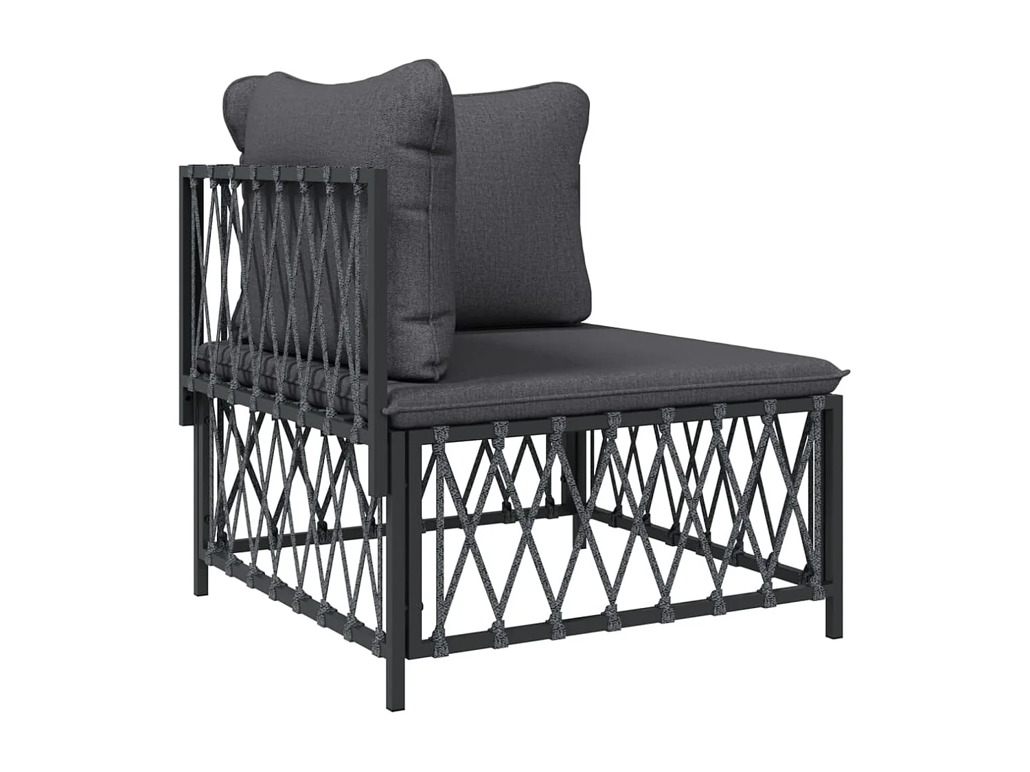 Juego muebles de jardín 4 piezas y cojines acero gris antracita