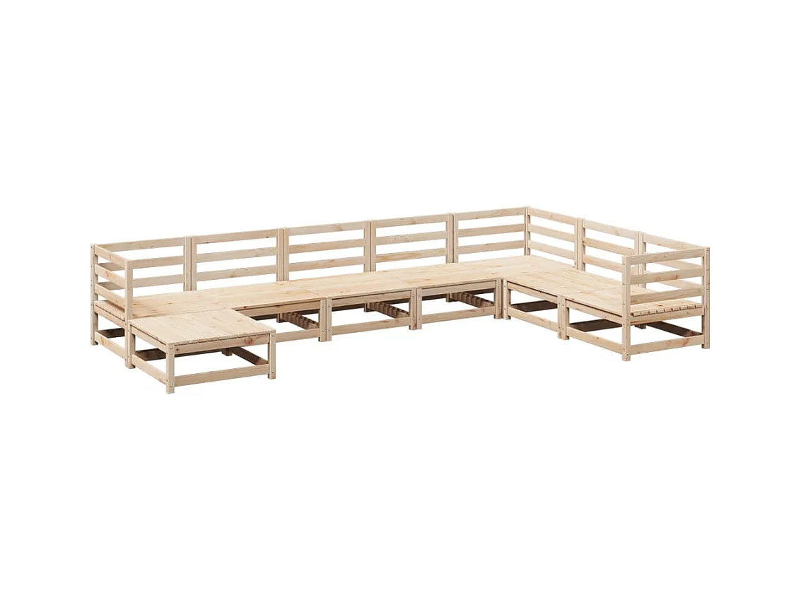 8 peças conjunto sofás de jardim pinho maciço