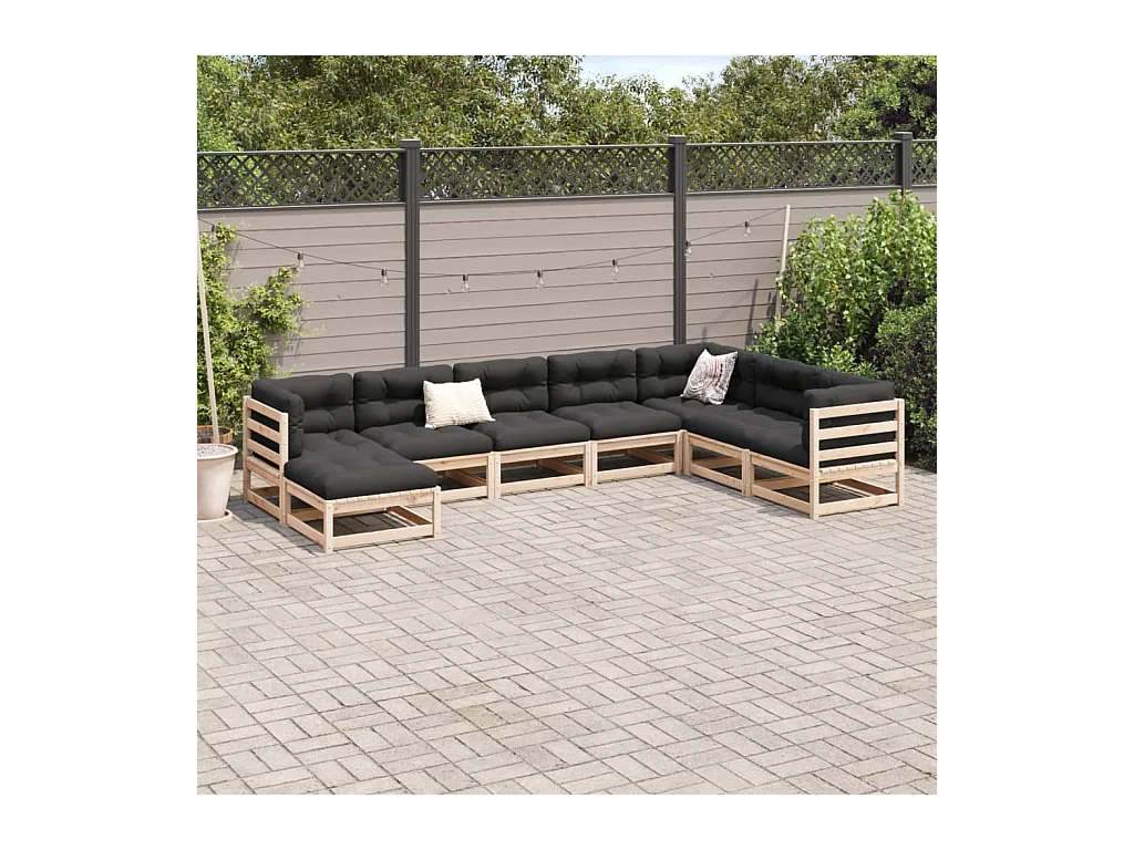 8 peças conjunto sofás de jardim pinho maciço