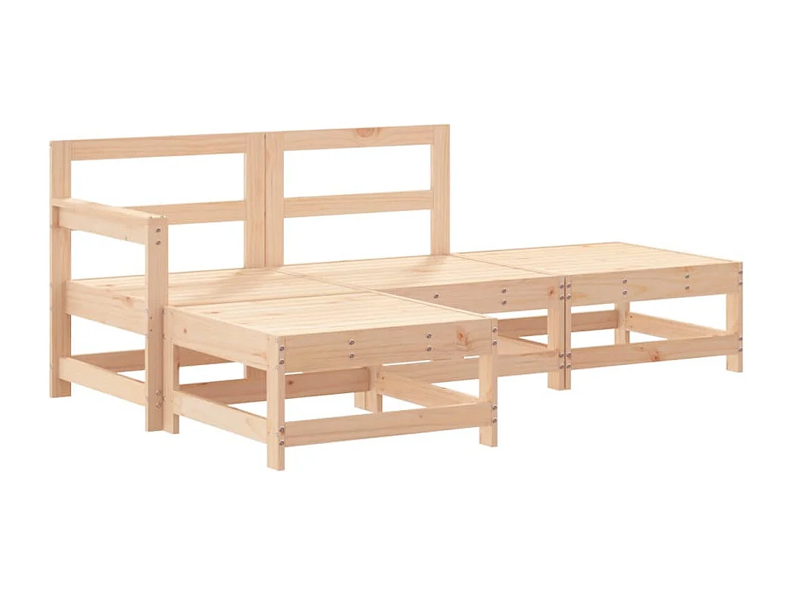 Salon de jardin 4 pièces avec coussins bois massif