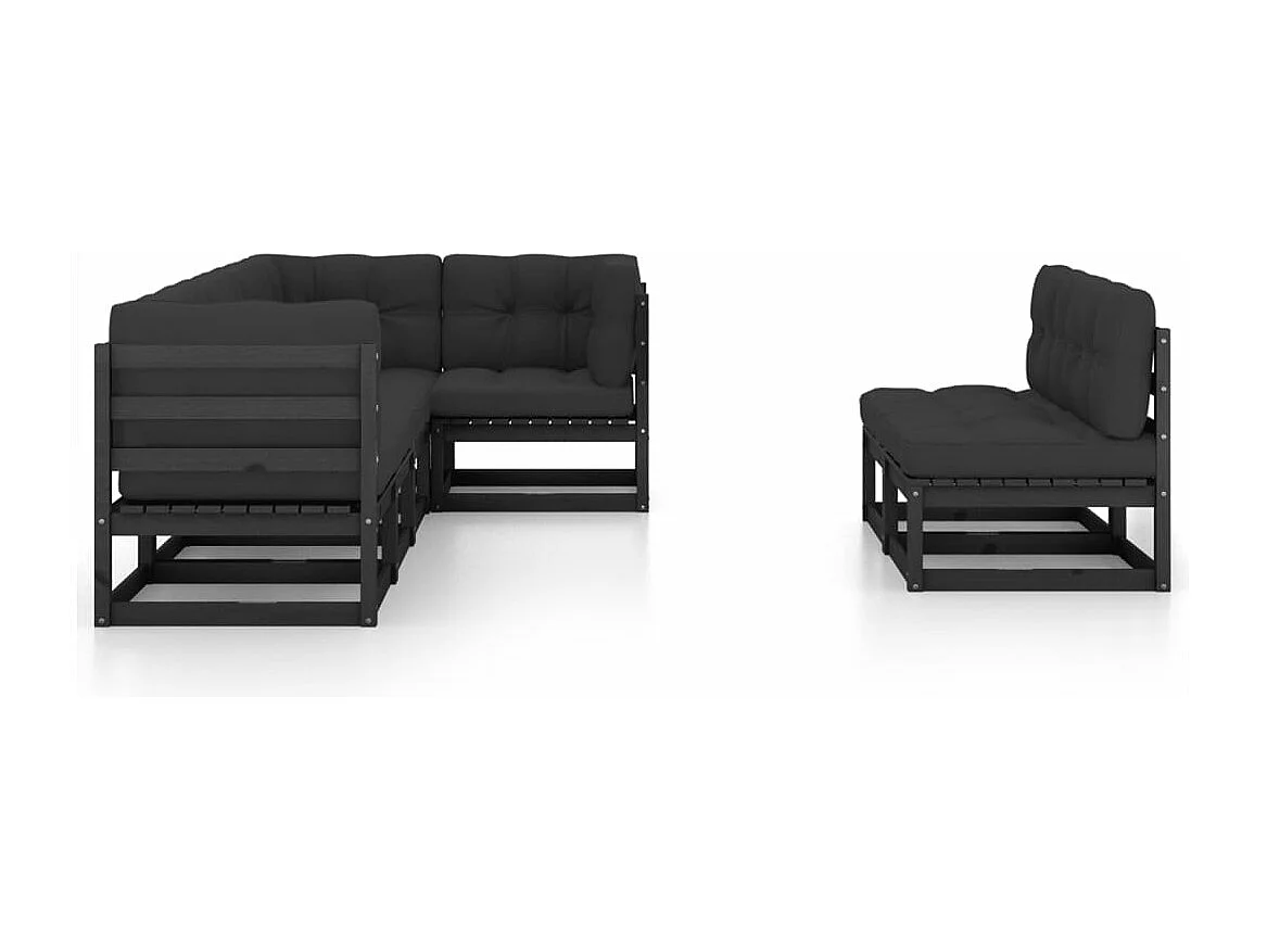 Salon de jardin 7 pièces avec coussins Bois de pin massif