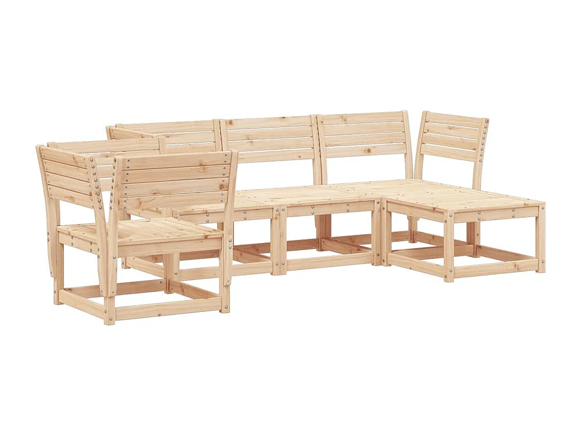 5 peças conjunto lounge de jardim madeira de pinho maciça