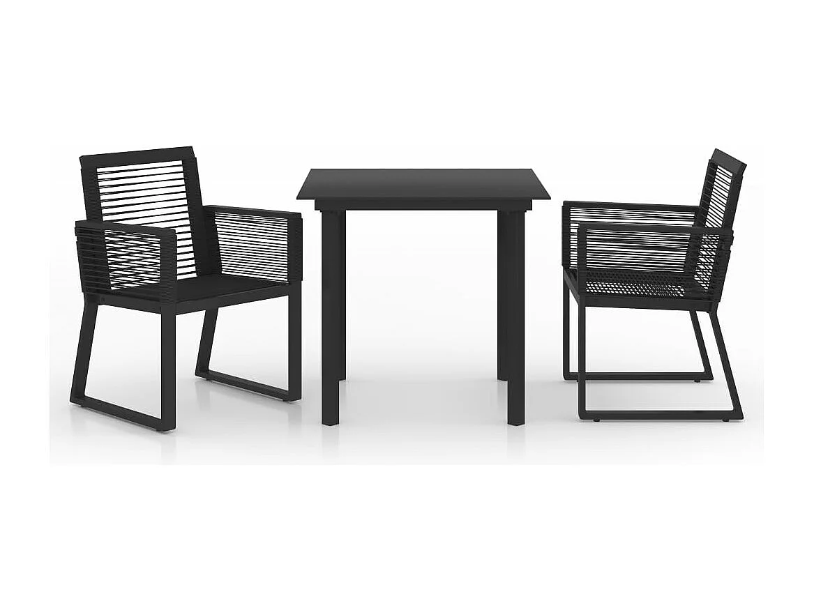 Salon de jardin 3 pièces Rotin PVC Noir