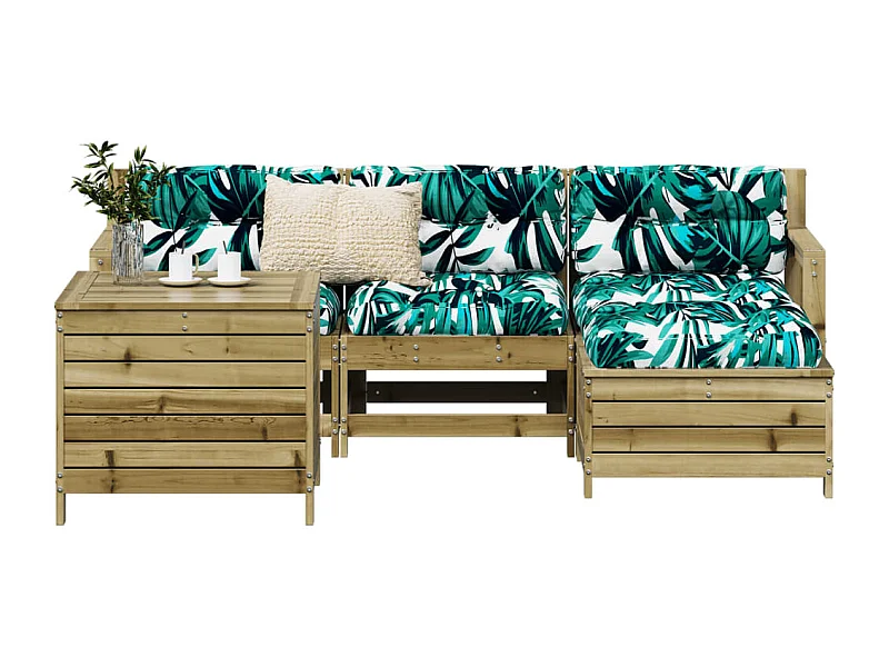 5 peças conjunto de sofás para jardim madeira de pinho impregnada