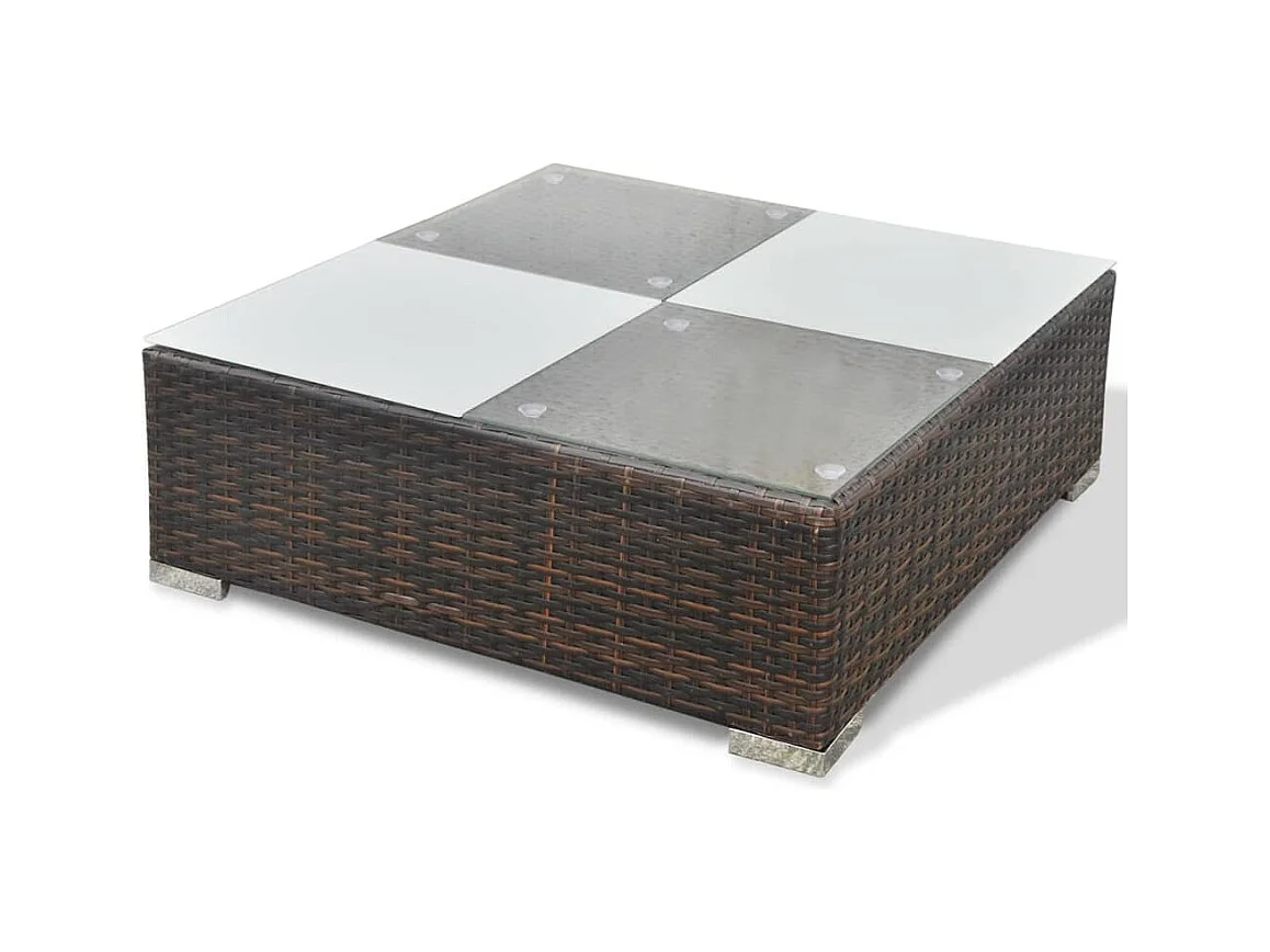 Set muebles de jardín 6 piezas y cojines ratán sintético marrón