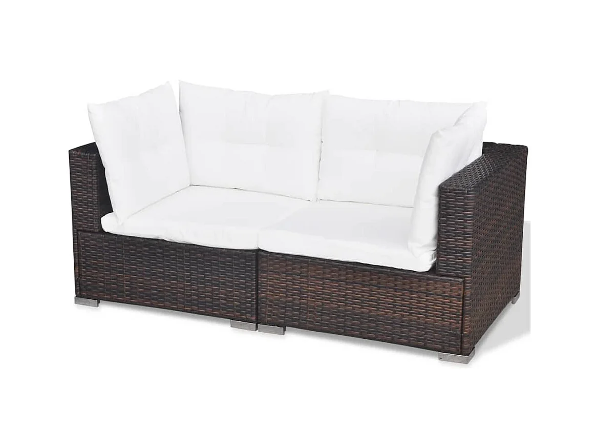 Set muebles de jardín 6 piezas y cojines ratán sintético marrón