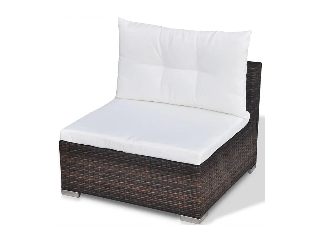 Set muebles de jardín 6 piezas y cojines ratán sintético marrón