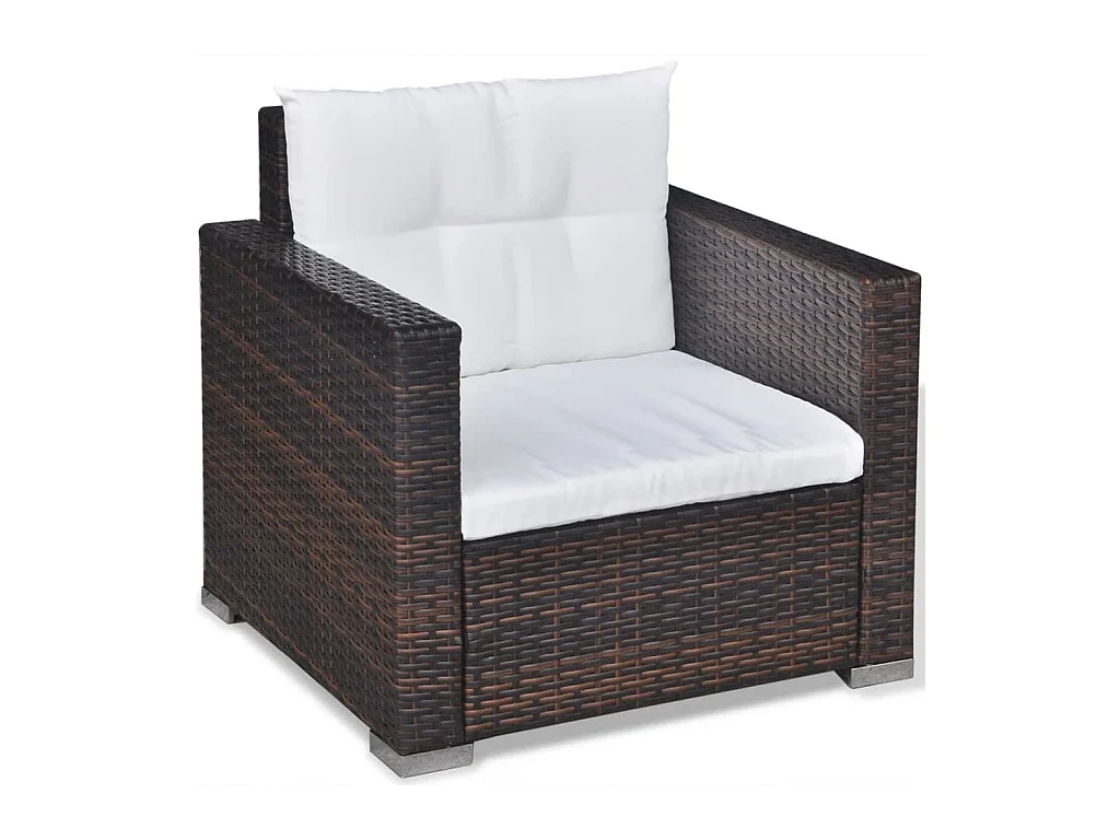 Set muebles de jardín 6 piezas y cojines ratán sintético marrón