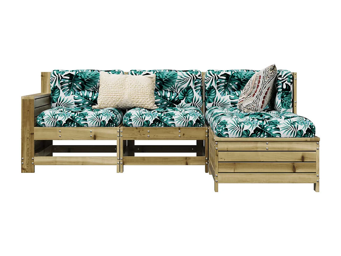 Salon de jardin 4 pièces bois de pin imprégné