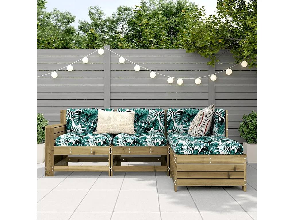 Salon de jardin 4 pièces bois de pin imprégné