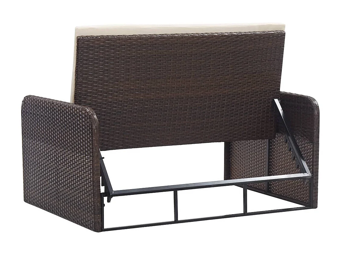 Salon de jardin 2 pièces avec coussins Résine tressée Marron