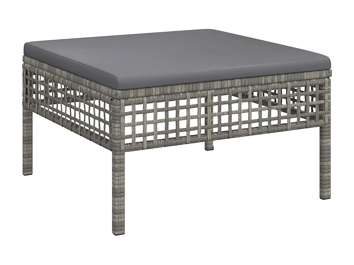 Set de muebles de jardín 5 piezas y cojines ratán sintético gris