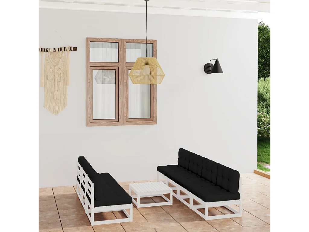 Salon de jardin 8 pièces avec coussins Bois de pin massif