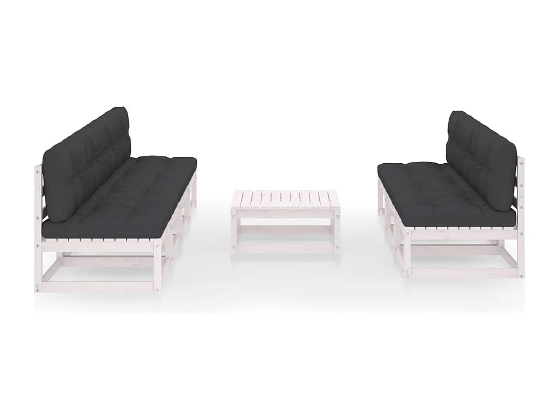 Salon de jardin 8 pièces avec coussins Bois de pin massif