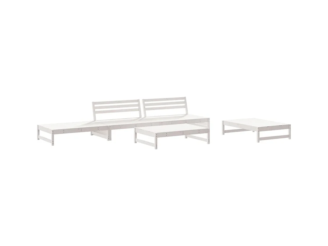 Salon de jardin 5 pièces avec coussins blanc bois massif