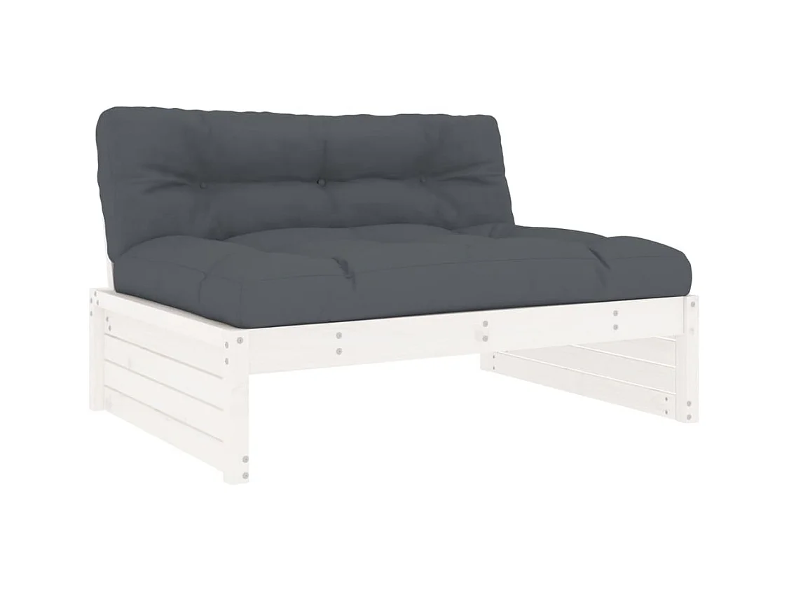 Salon de jardin 5 pièces avec coussins blanc bois massif