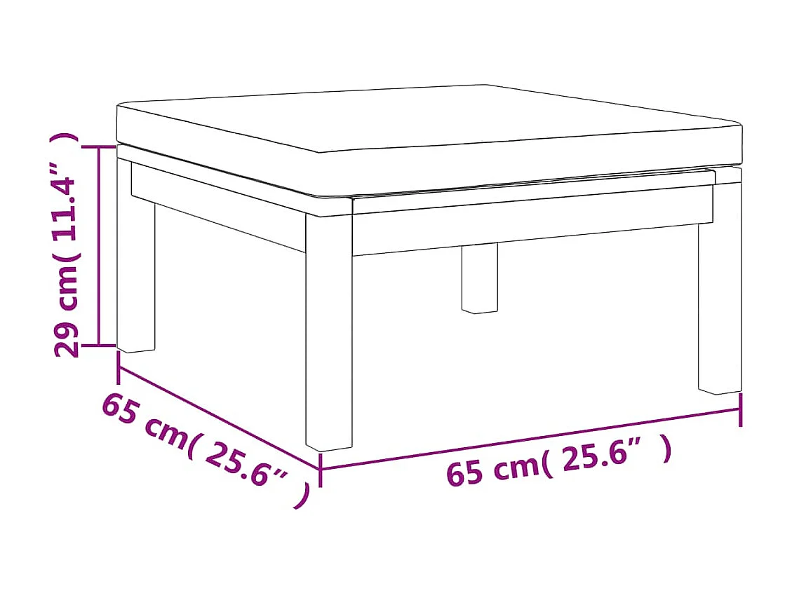 Salon de jardin 3 pièces avec coussin crème Bois d'acacia solide