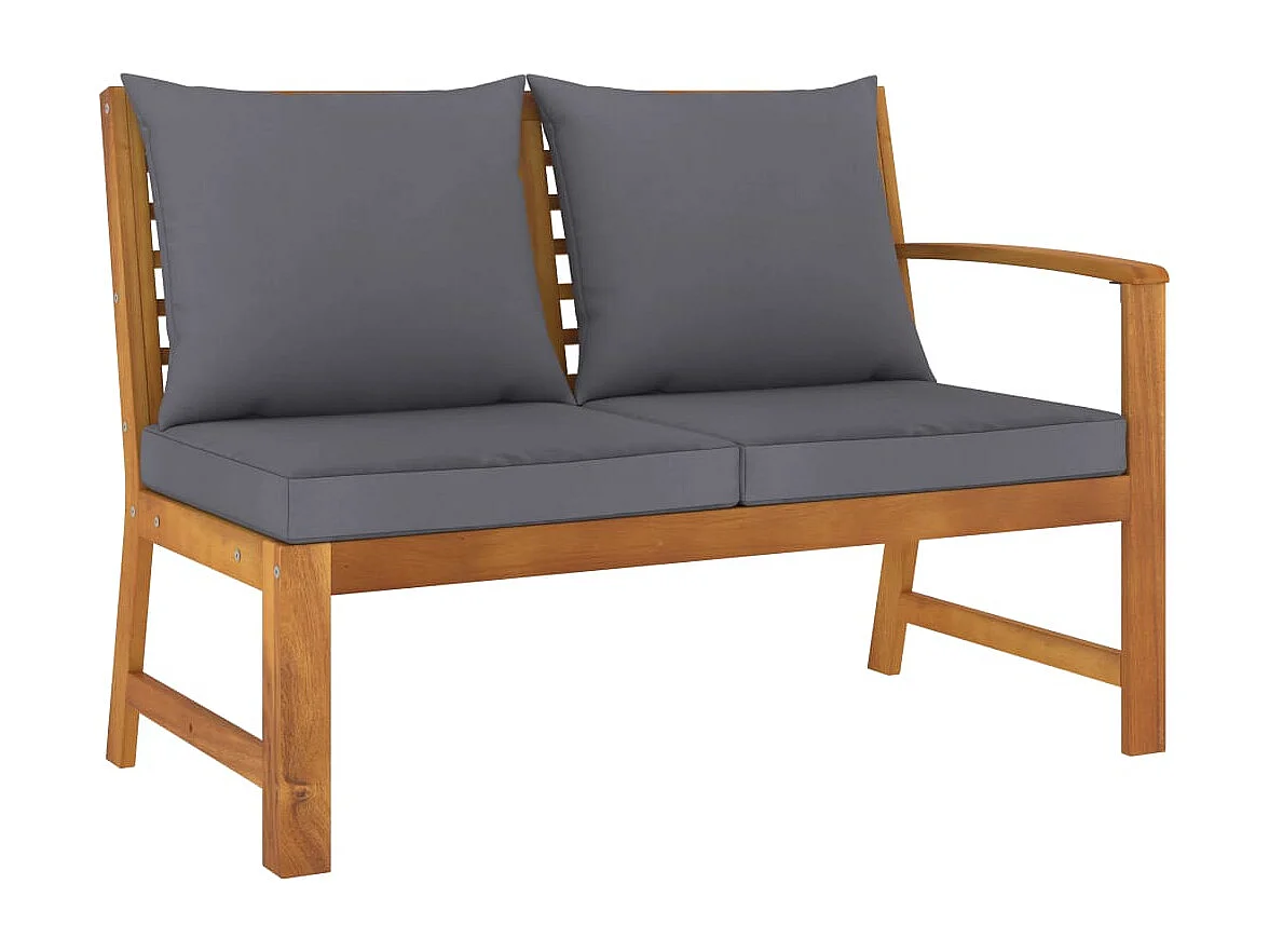 Muebles de jardín 6 piezas cojines crema madera maciza de acacia