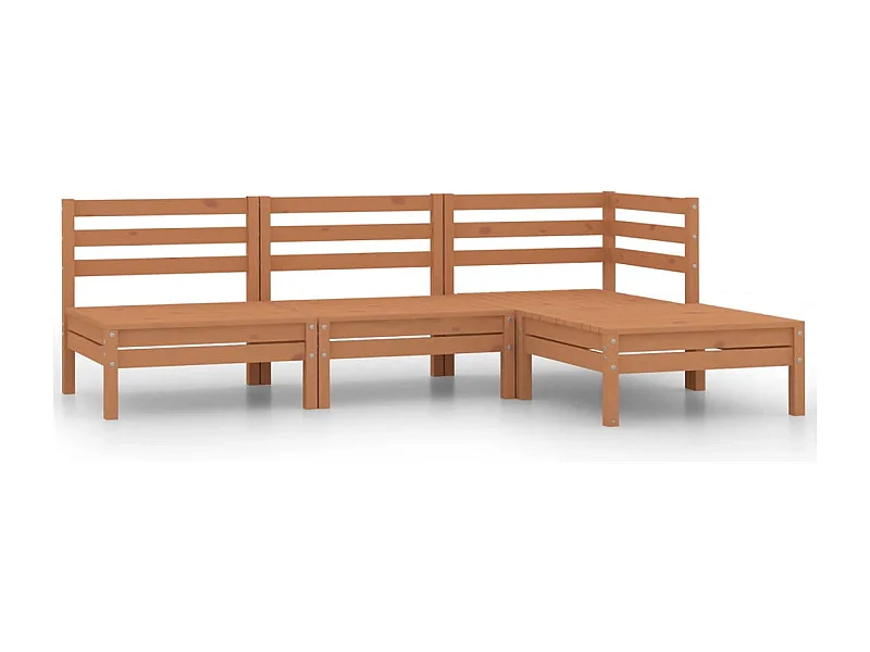 4 peças conjunto lounge de jardim pinho maciço castanho mel