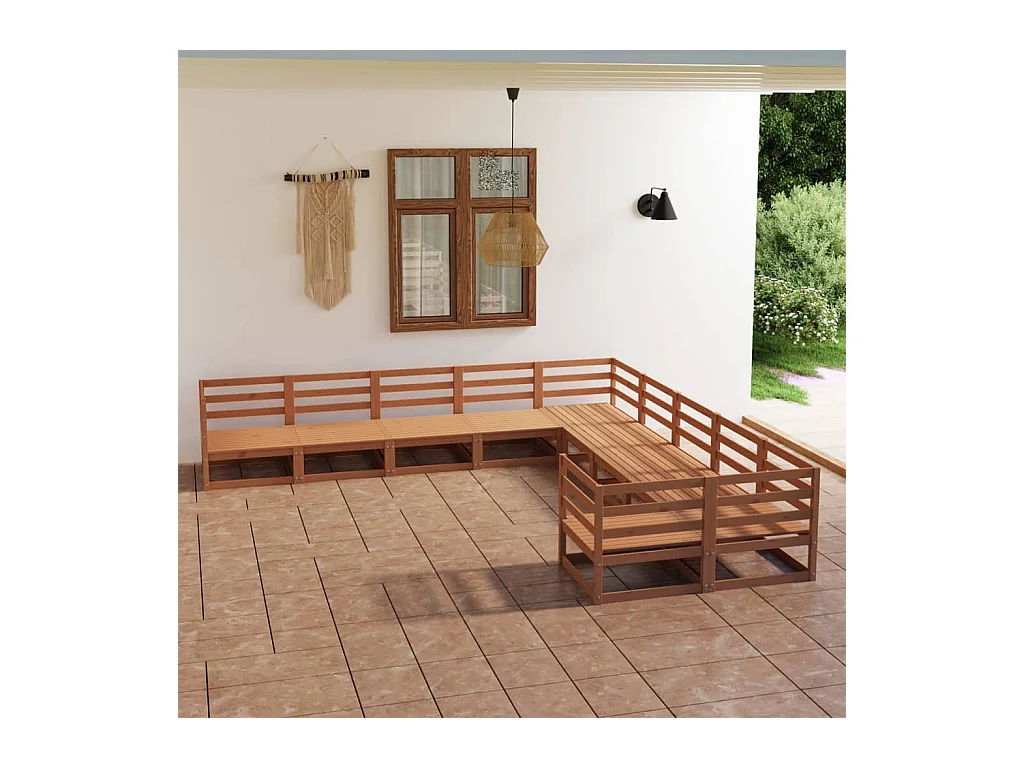 10-delige Loungeset massief grenenhout