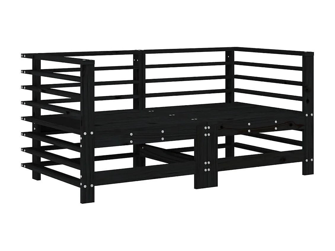 7 peças conjunto lounge de jardim pinho maciço preto