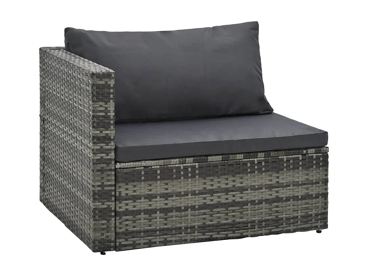 5-delige Loungeset met kussens poly rattan grijs