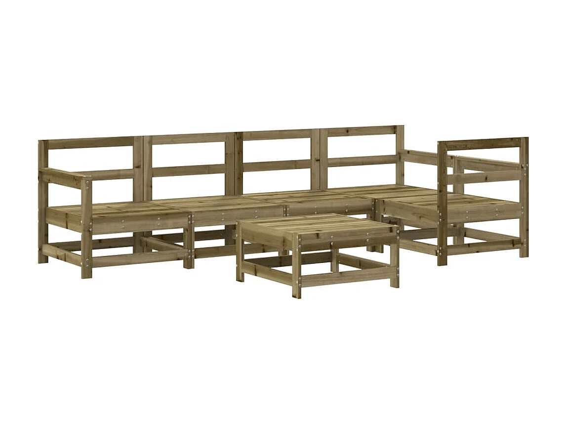 Juego de muebles de jardín 6 piezas madera de pino impregnada