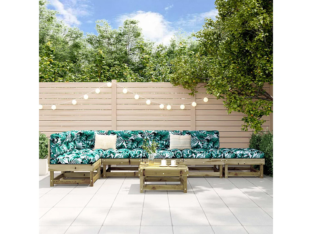 Salon de jardin 7 pièces bois de pin imprégné