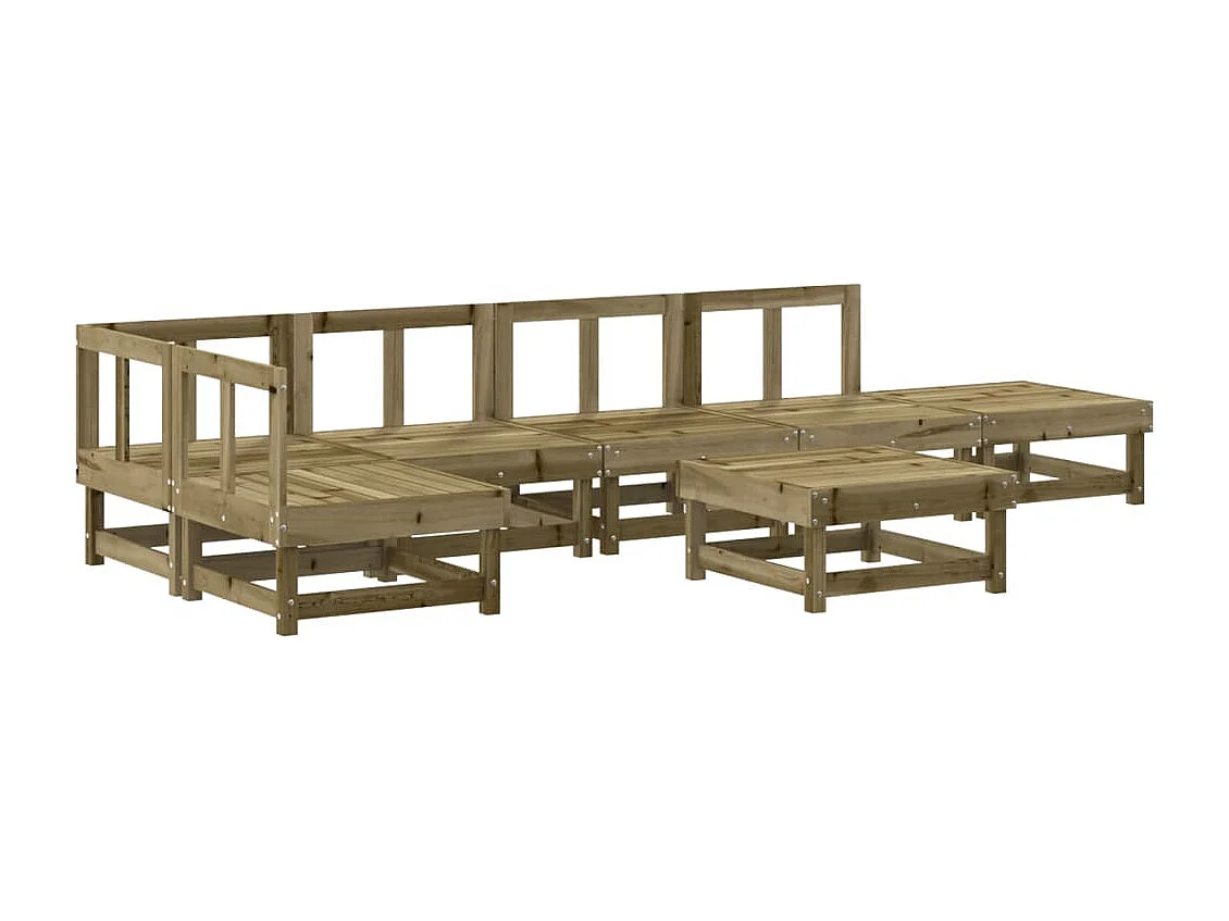 Salon de jardin 7 pièces bois de pin imprégné