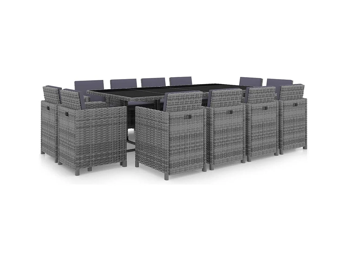 13-delige Tuinset met kussens poly rattan antraciet